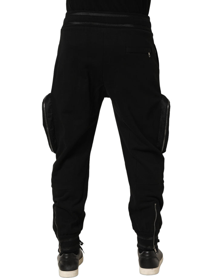 Men’s Dolce &amp; Gabbana Black Mid Waist Cargo Jogger Sweatpants Pants