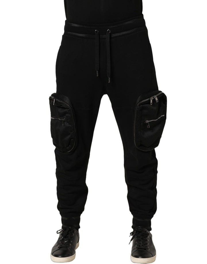 Men’s Dolce &amp; Gabbana Black Mid Waist Cargo Jogger Sweatpants Pants
