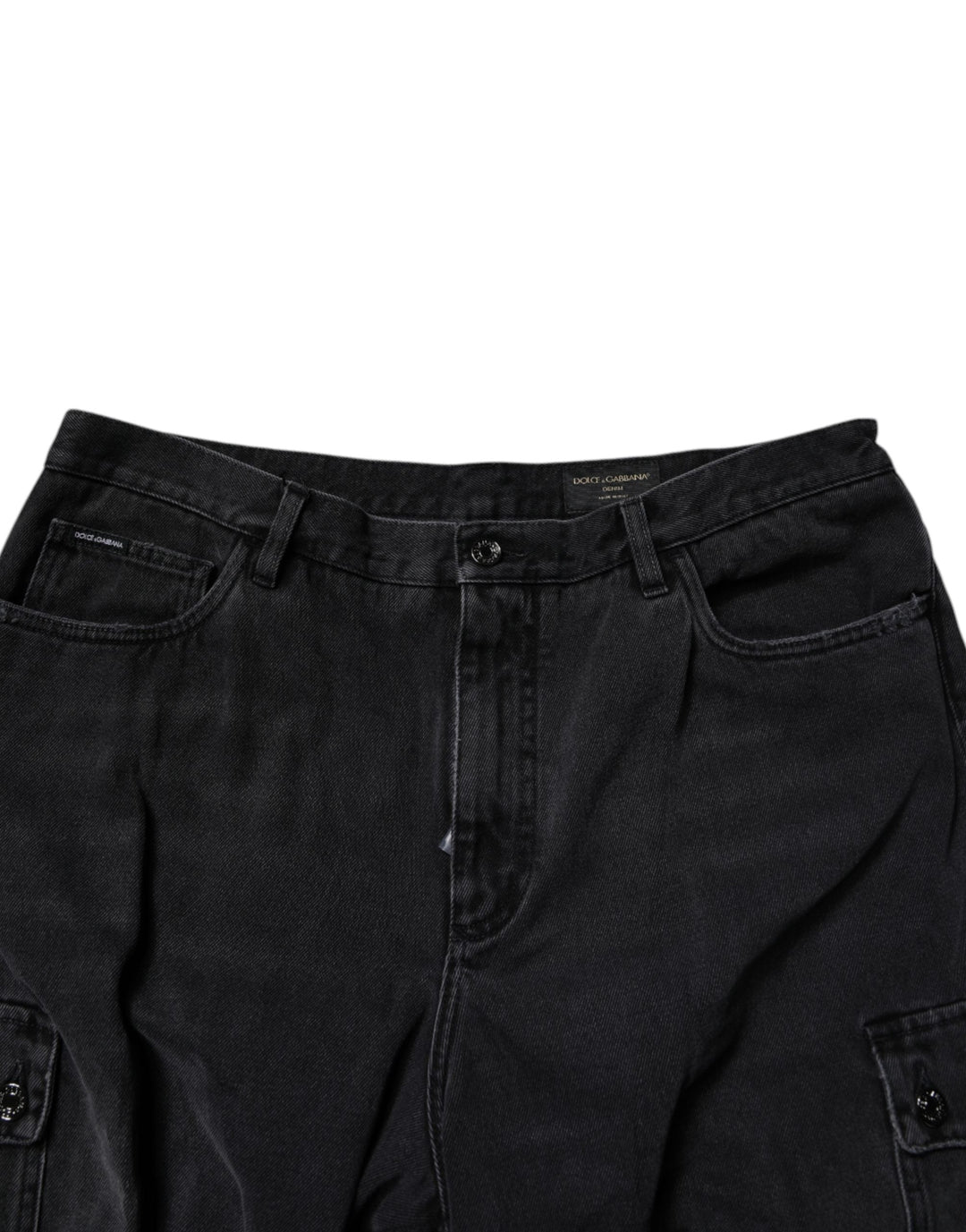 Men’s Dolce &amp; Gabbana Black Mid Waist Denim Cargo Bermuda Shorts