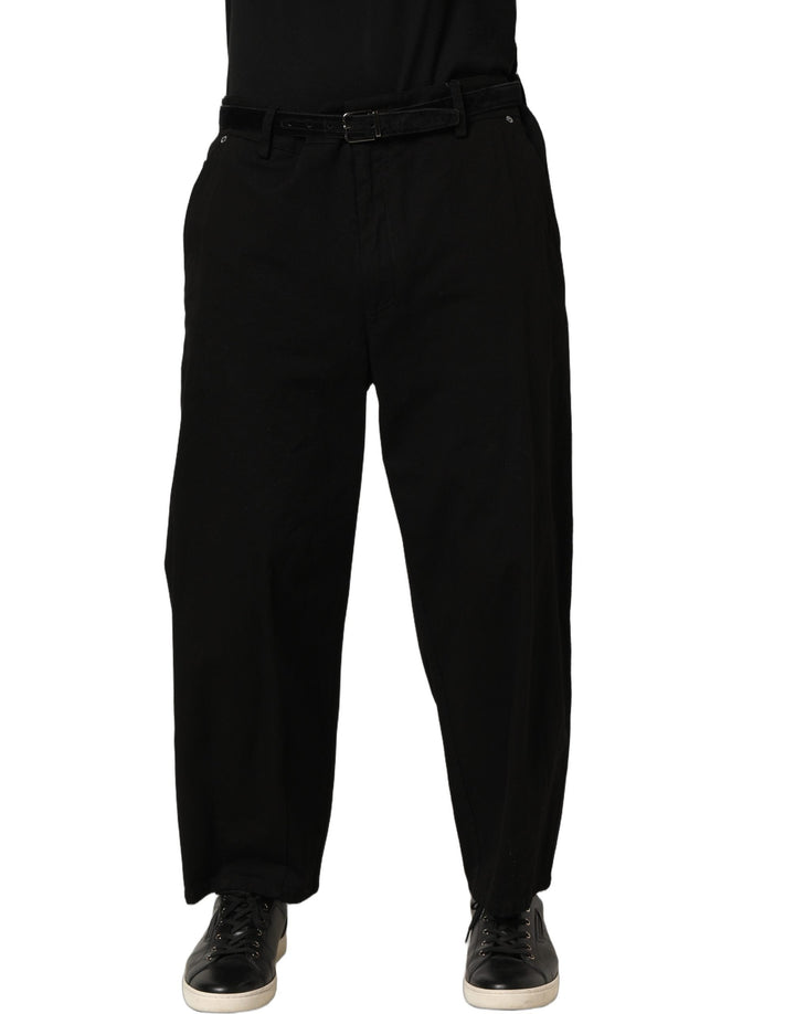 Men’s Dolce &amp; Gabbana Black Mid Waist Straight Men Trouser Pants