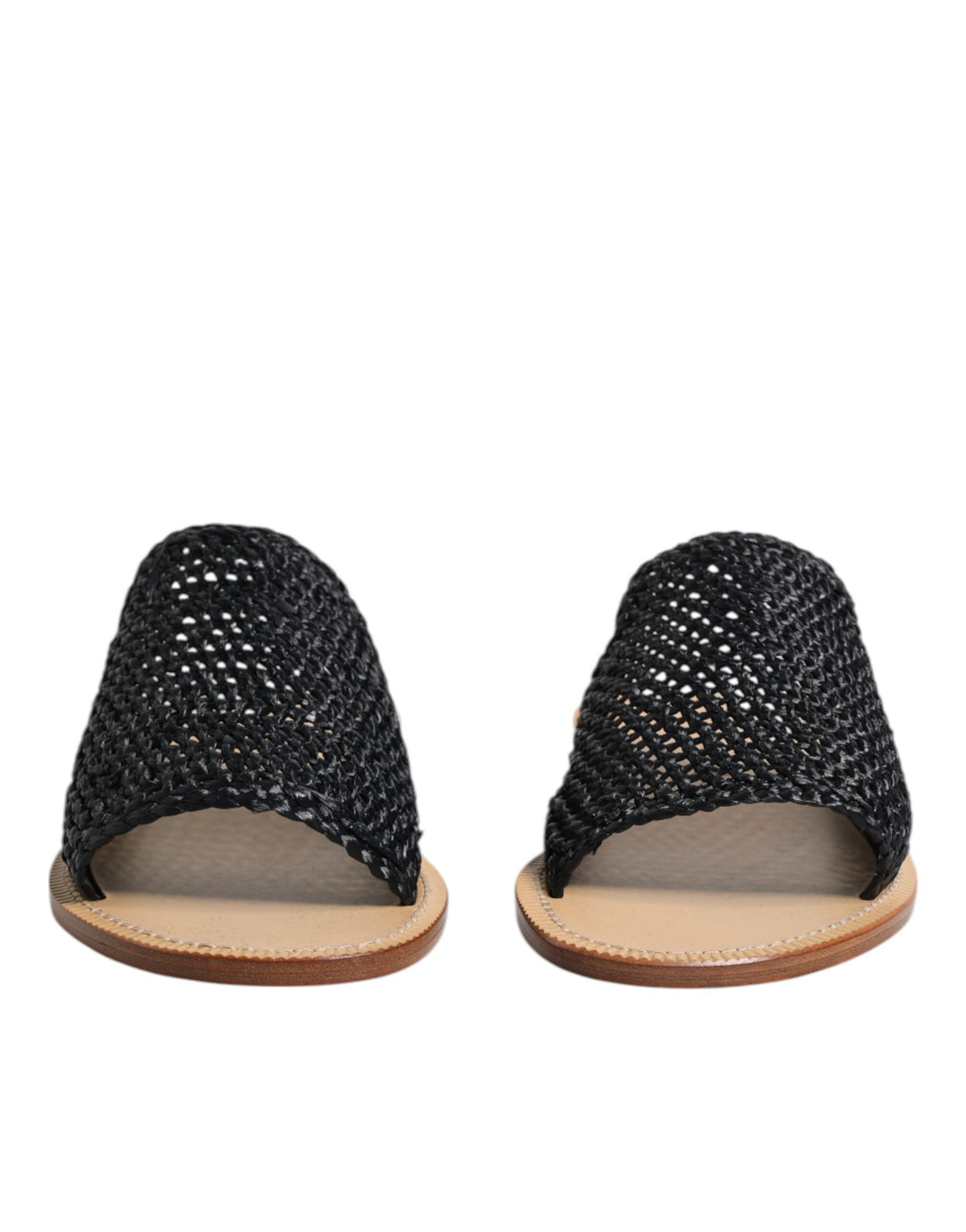 Men’s Dolce & Gabbana Black Monochrome Braided Raffia Slides Shoes