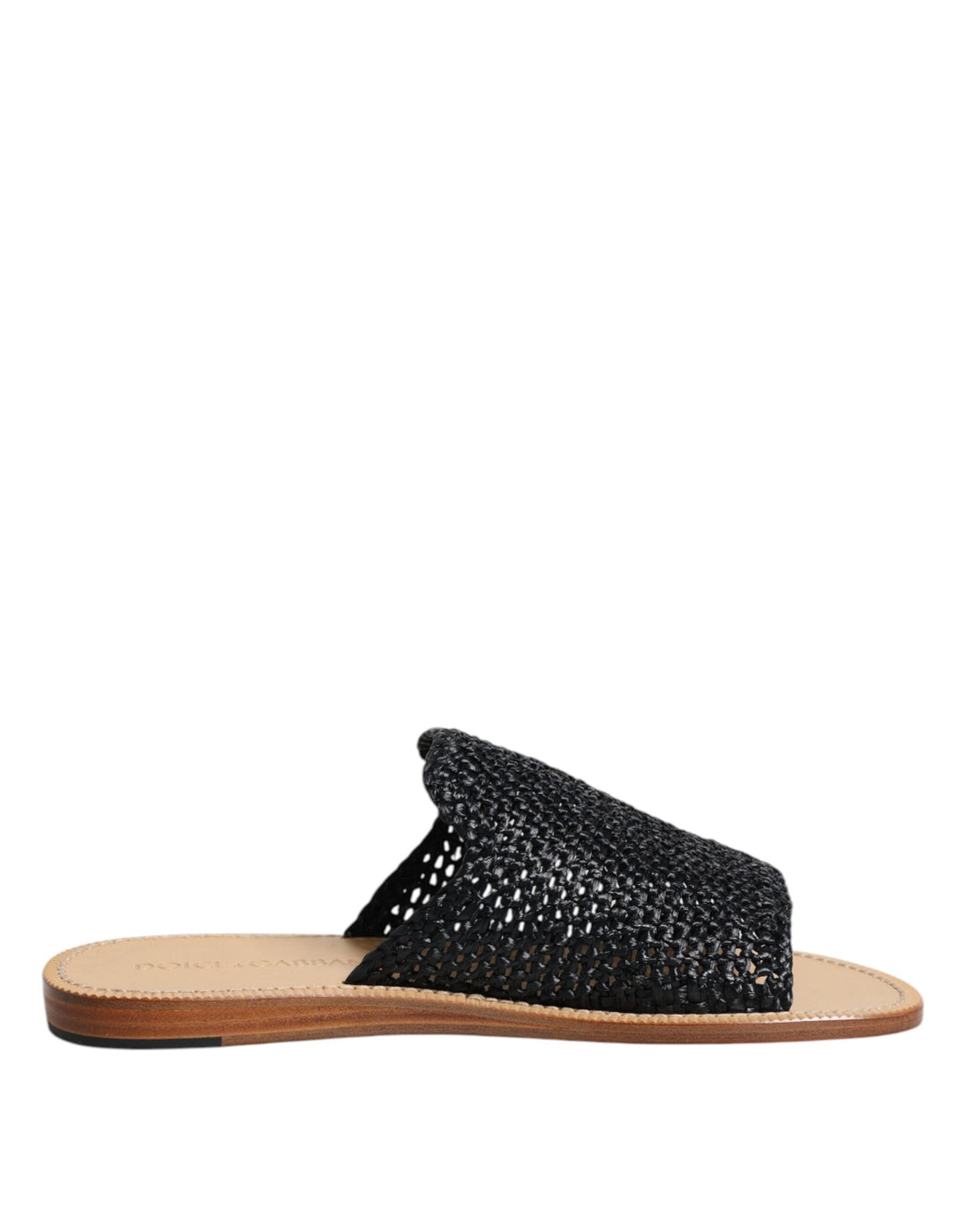 Men’s Dolce &amp; Gabbana Black Monochrome Braided Raffia Slides Shoes