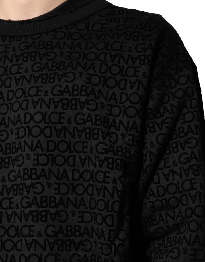 Men’s Dolce &amp; Gabbana Black Monogram Crew Neck Sweatshirt Sweater
