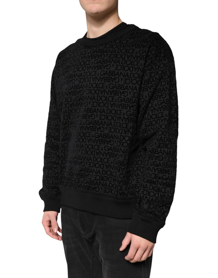 Men’s Dolce &amp; Gabbana Black Monogram Crew Neck Sweatshirt Sweater