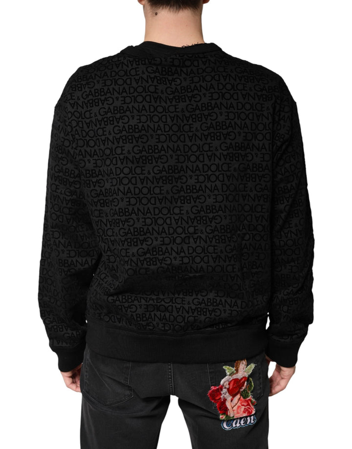 Men’s Dolce &amp; Gabbana Black Monogram Crew Neck Sweatshirt Sweater