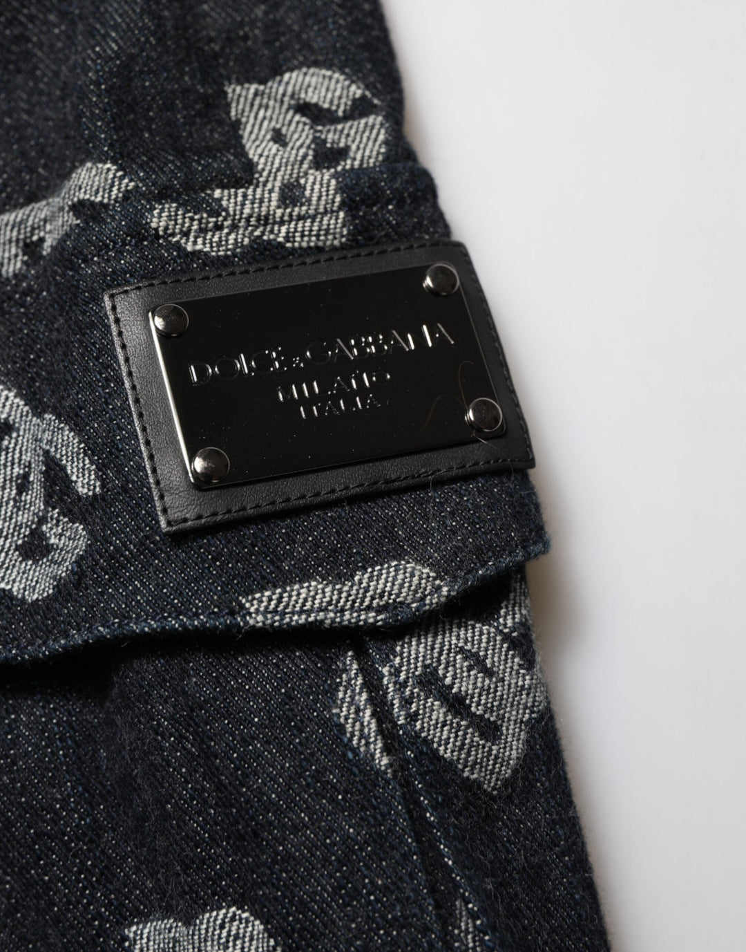 Men’s Dolce &amp; Gabbana Black Monogram Denim Cargo Men Bermuda Short