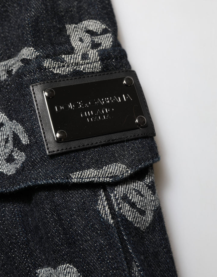 Men’s Dolce &amp; Gabbana Black Monogram Denim Cargo Men Bermuda Short