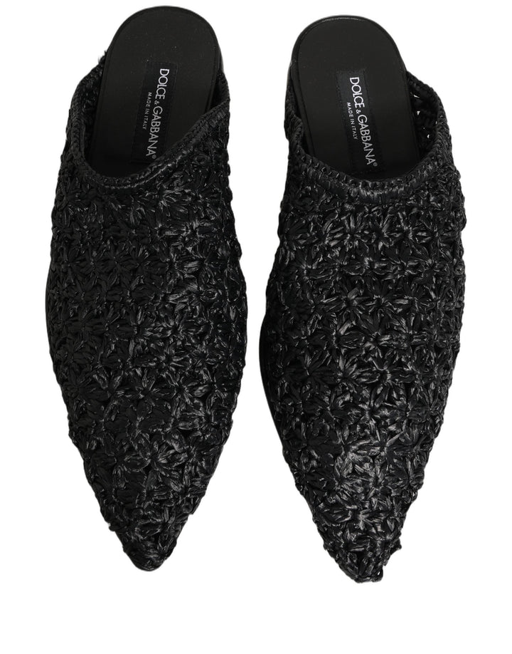 Men’s Dolce &amp; Gabbana Black Mules Slides Slippers Men Flats Shoes