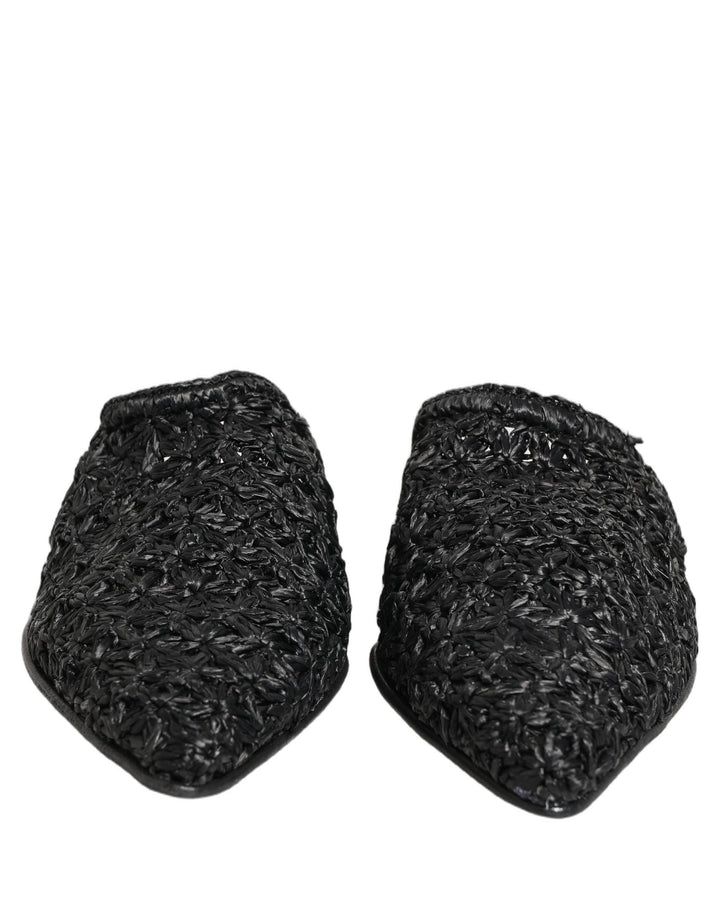 Men’s Dolce &amp; Gabbana Black Mules Slides Slippers Men Flats Shoes