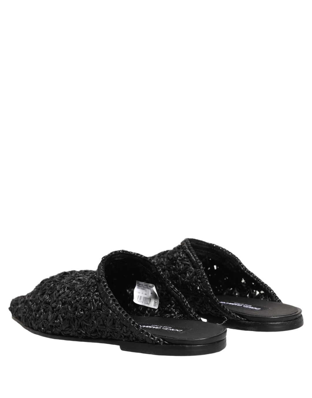 Men’s Dolce &amp; Gabbana Black Mules Slides Slippers Men Flats Shoes