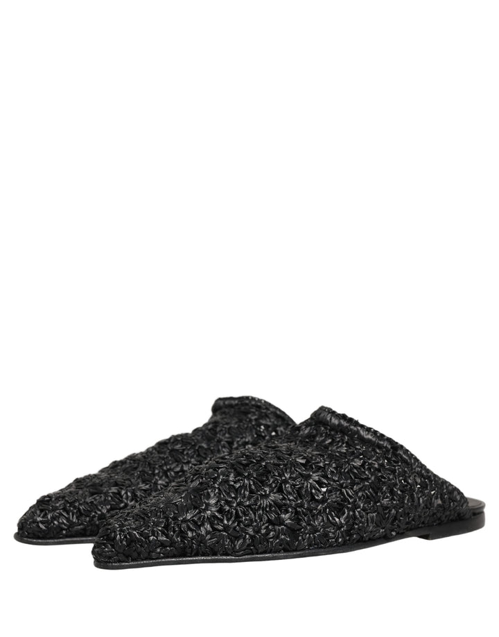 Men’s Dolce &amp; Gabbana Black Mules Slides Slippers Men Flats Shoes