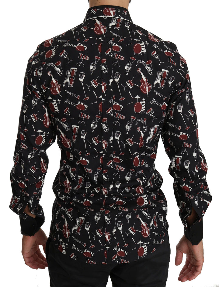 Men’s Dolce &amp; Gabbana Black Musical Instrument Slim Fit Shirt