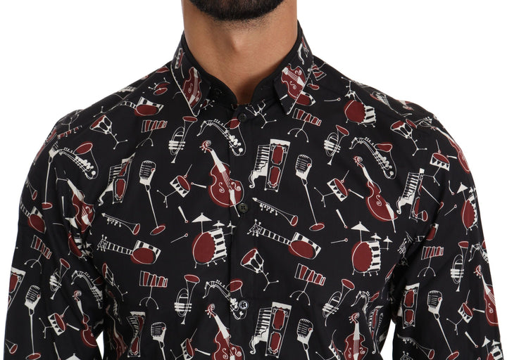 Men’s Dolce &amp; Gabbana Black Musical Instrument Slim Fit Shirt
