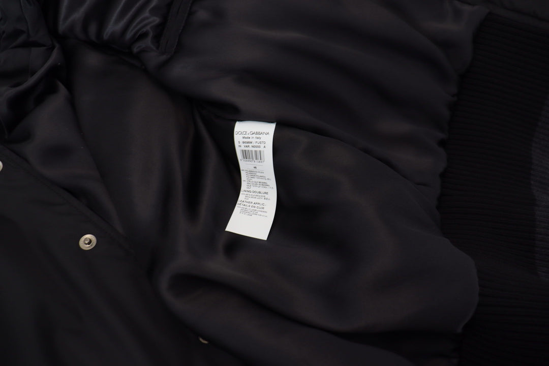 Men’s Dolce &amp; Gabbana Black Nylon Crystals Coat Buttons Jacket