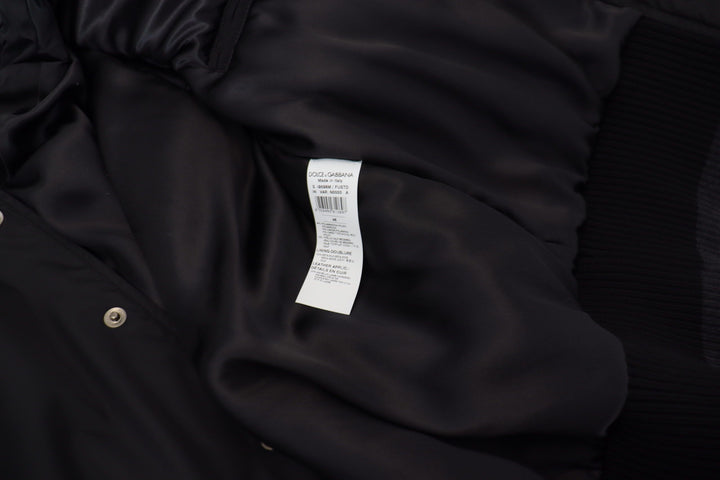 Men’s Dolce &amp; Gabbana Black Nylon Crystals Coat Buttons Jacket