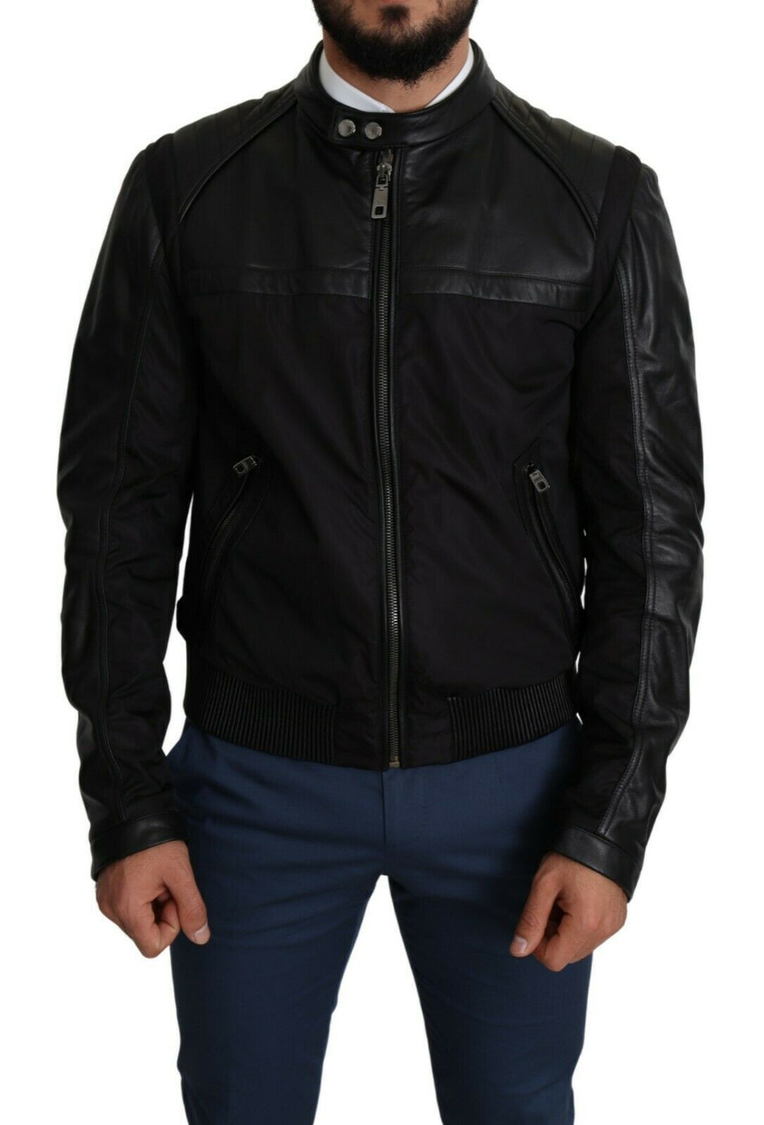 Men’s Dolce & Gabbana Black Nylon Full Zip Men Bomber Coat Jacket