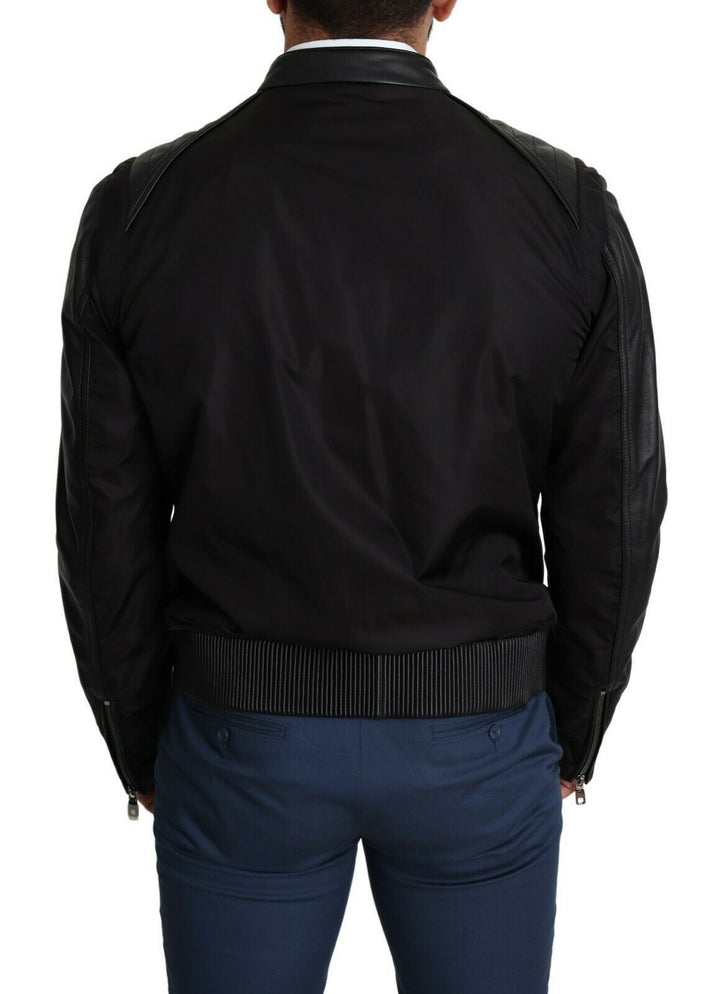 Men’s Dolce &amp; Gabbana Black Nylon Full Zip Men Bomber Coat Jacket