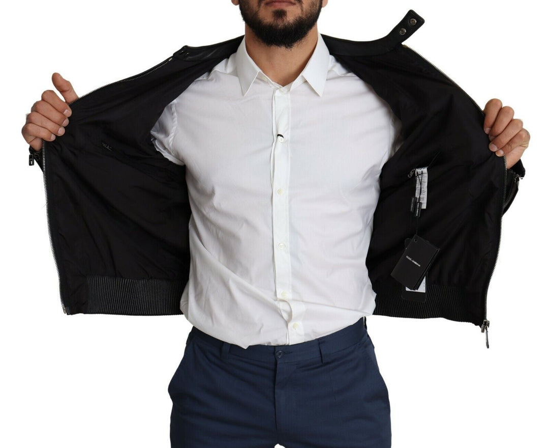 Men’s Dolce &amp; Gabbana Black Nylon Full Zip Men Bomber Coat Jacket