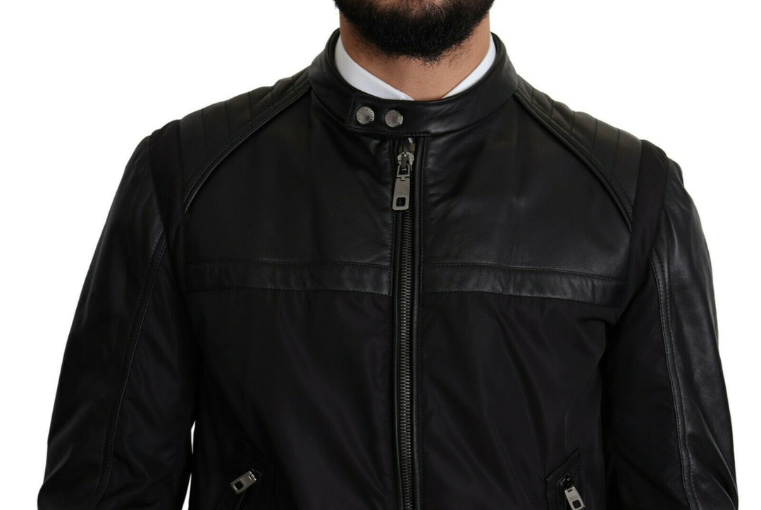 Men’s Dolce &amp; Gabbana Black Nylon Full Zip Men Bomber Coat Jacket