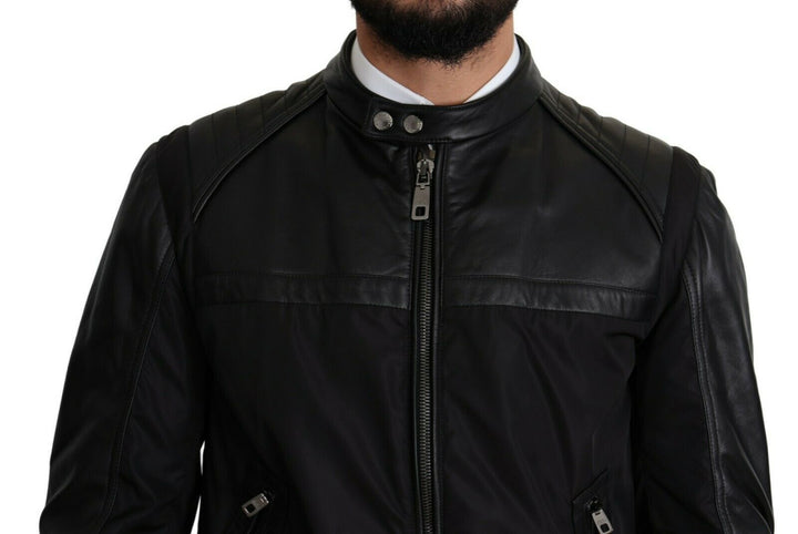 Men’s Dolce &amp; Gabbana Black Nylon Full Zip Men Bomber Coat Jacket