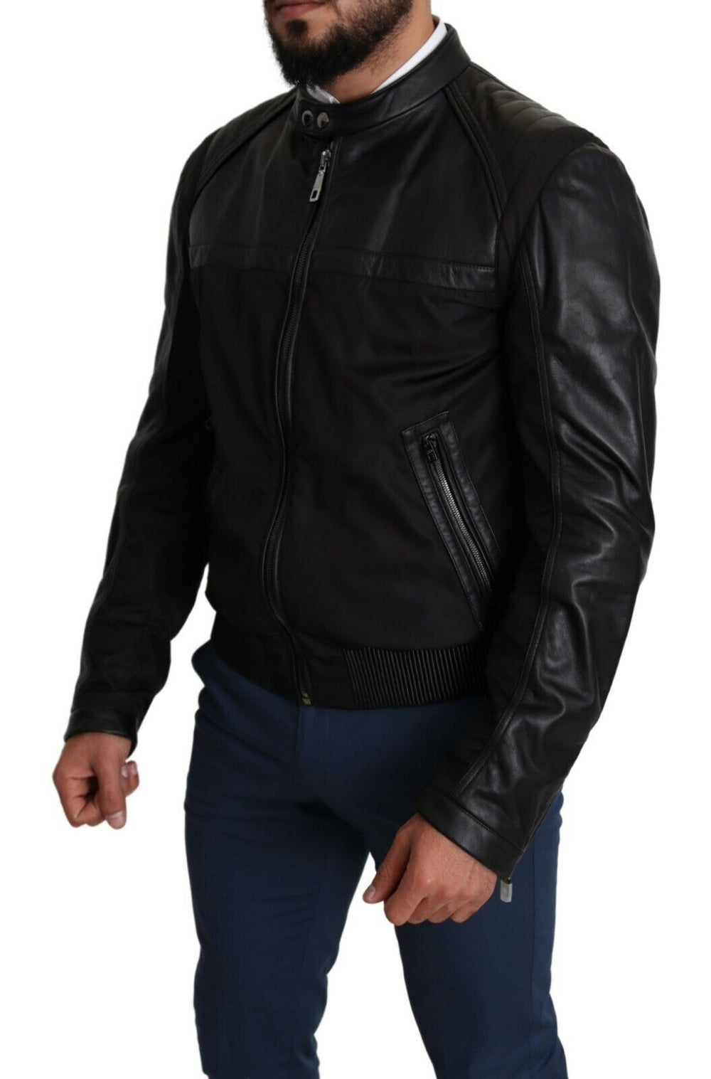 Men’s Dolce & Gabbana Black Nylon Full Zip Men Bomber Coat Jacket
