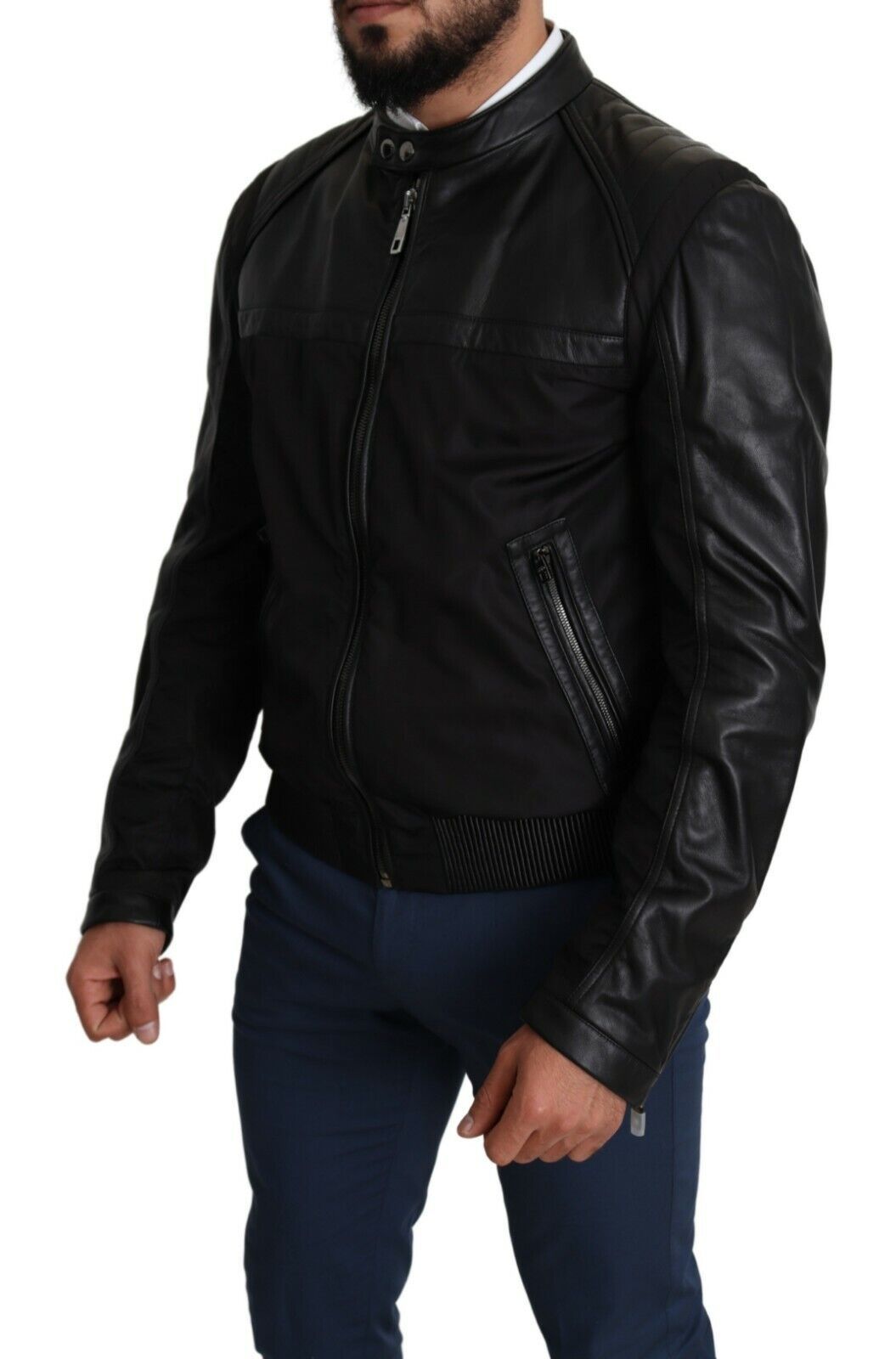 Men’s Dolce &amp; Gabbana Black Nylon Full Zip Men Bomber Coat Jacket