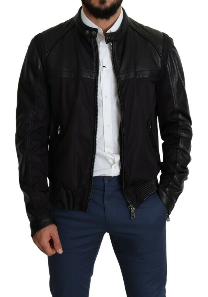 Men’s Dolce &amp; Gabbana Black Nylon Full Zip Men Bomber Coat Jacket
