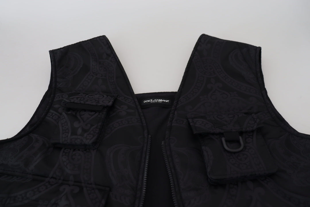 Men’s Dolce &amp; Gabbana Black Nylon Full Zip Sleeveless Jacket
