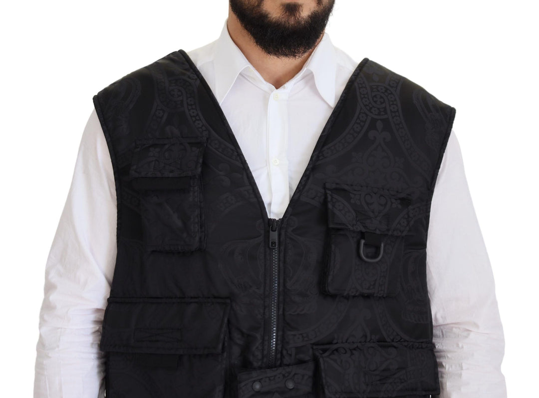 Men’s Dolce &amp; Gabbana Black Nylon Full Zip Sleeveless Jacket
