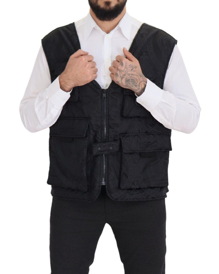 Men’s Dolce &amp; Gabbana Black Nylon Full Zip Sleeveless Jacket