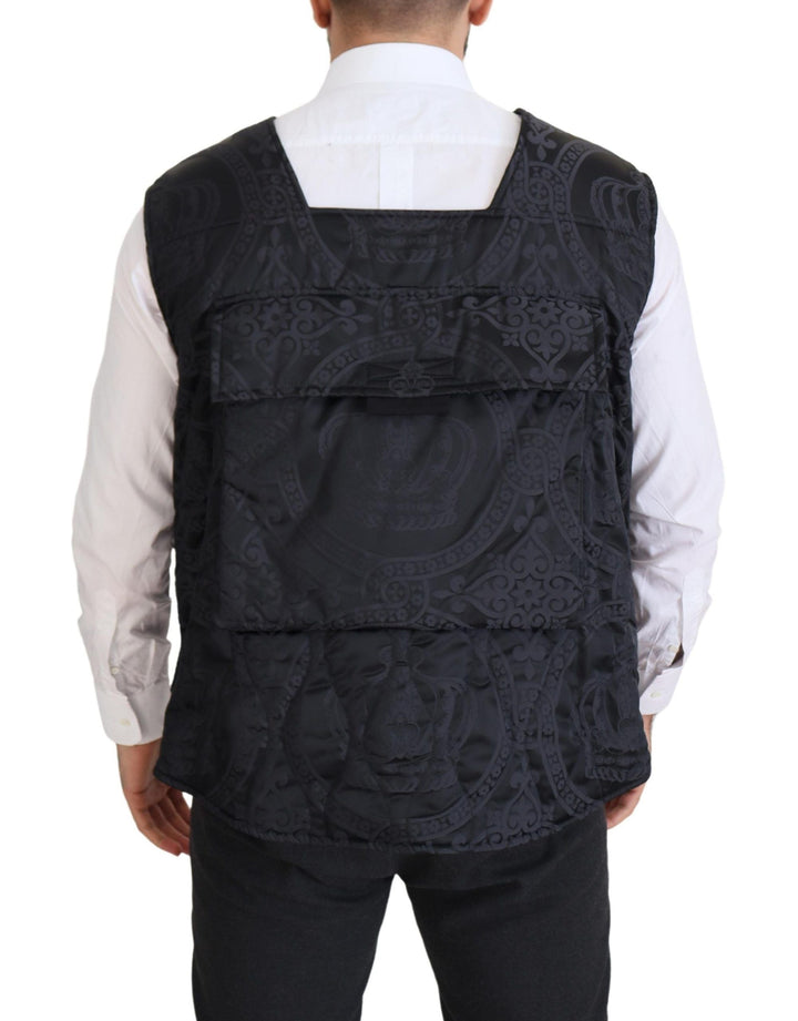 Men’s Dolce &amp; Gabbana Black Nylon Full Zip Sleeveless Jacket
