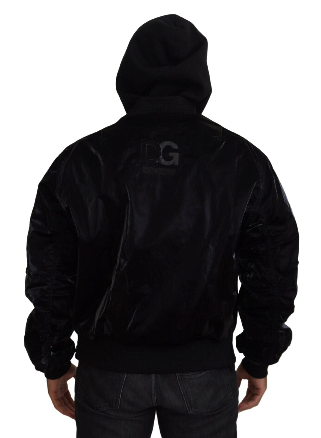 Men’s Dolce &amp; Gabbana Black Nylon Hooded Full Zip Bomber Jacket