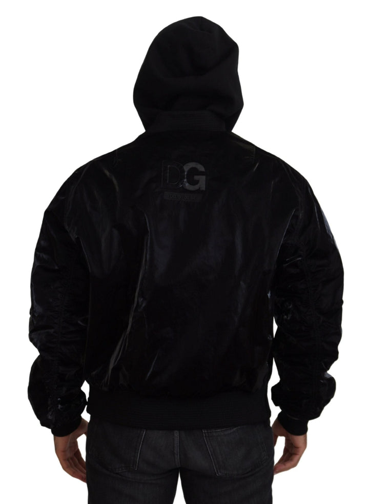 Men’s Dolce &amp; Gabbana Black Nylon Hooded Full Zip Bomber Jacket