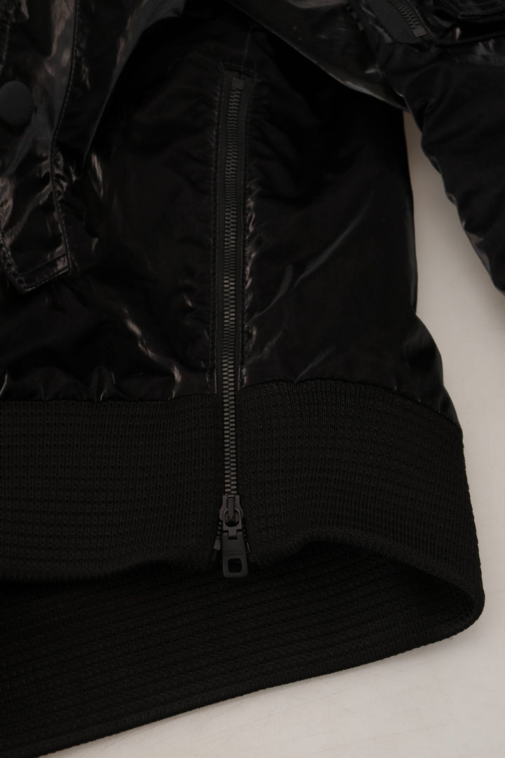 Men’s Dolce &amp; Gabbana Black Nylon Hooded Full Zip Bomber Jacket