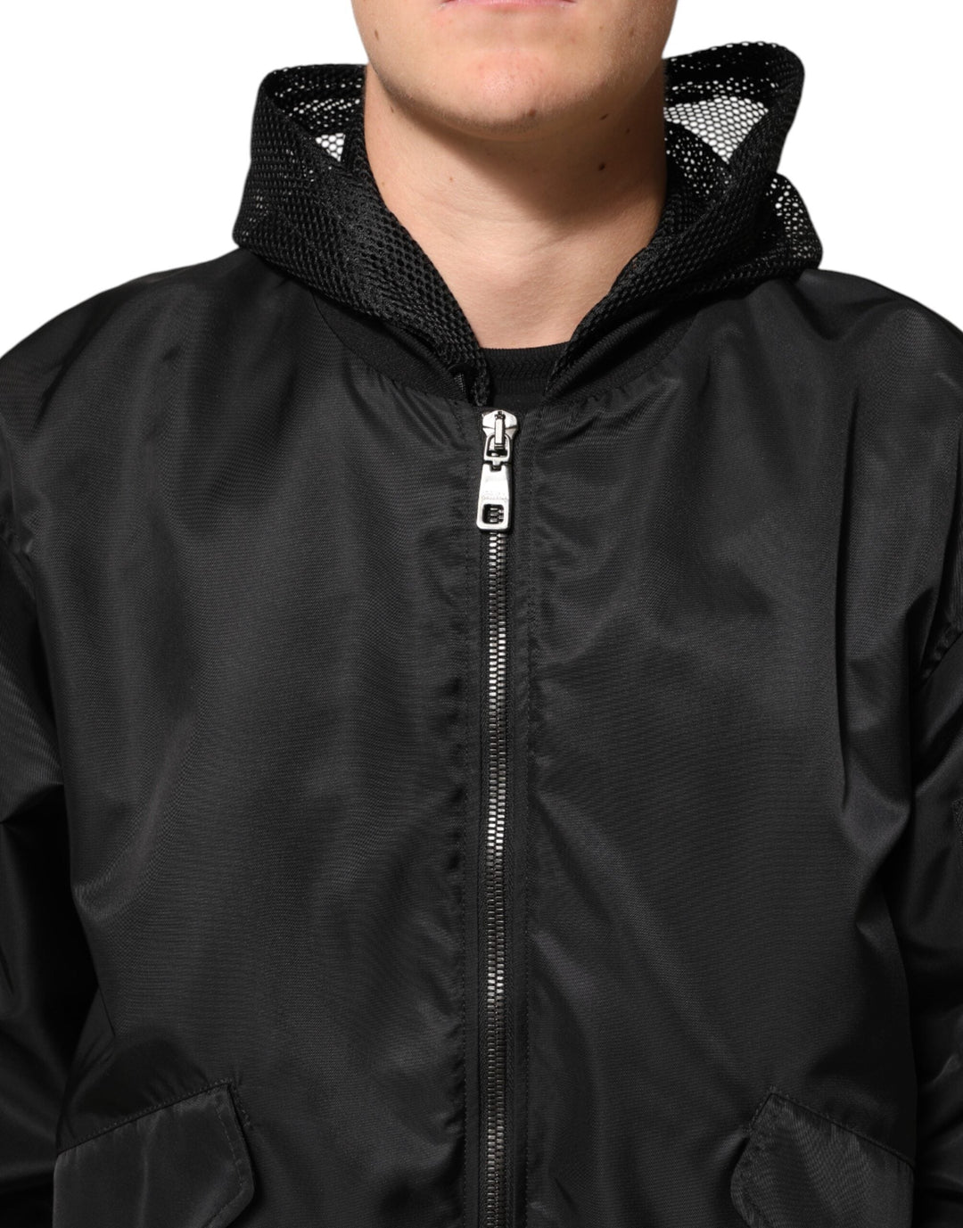 Men’s Dolce &amp; Gabbana Black Nylon Hooded Full Zip Bomber Men Jacket