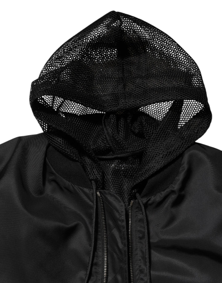 Men’s Dolce &amp; Gabbana Black Nylon Hooded Full Zip Bomber Men Jacket