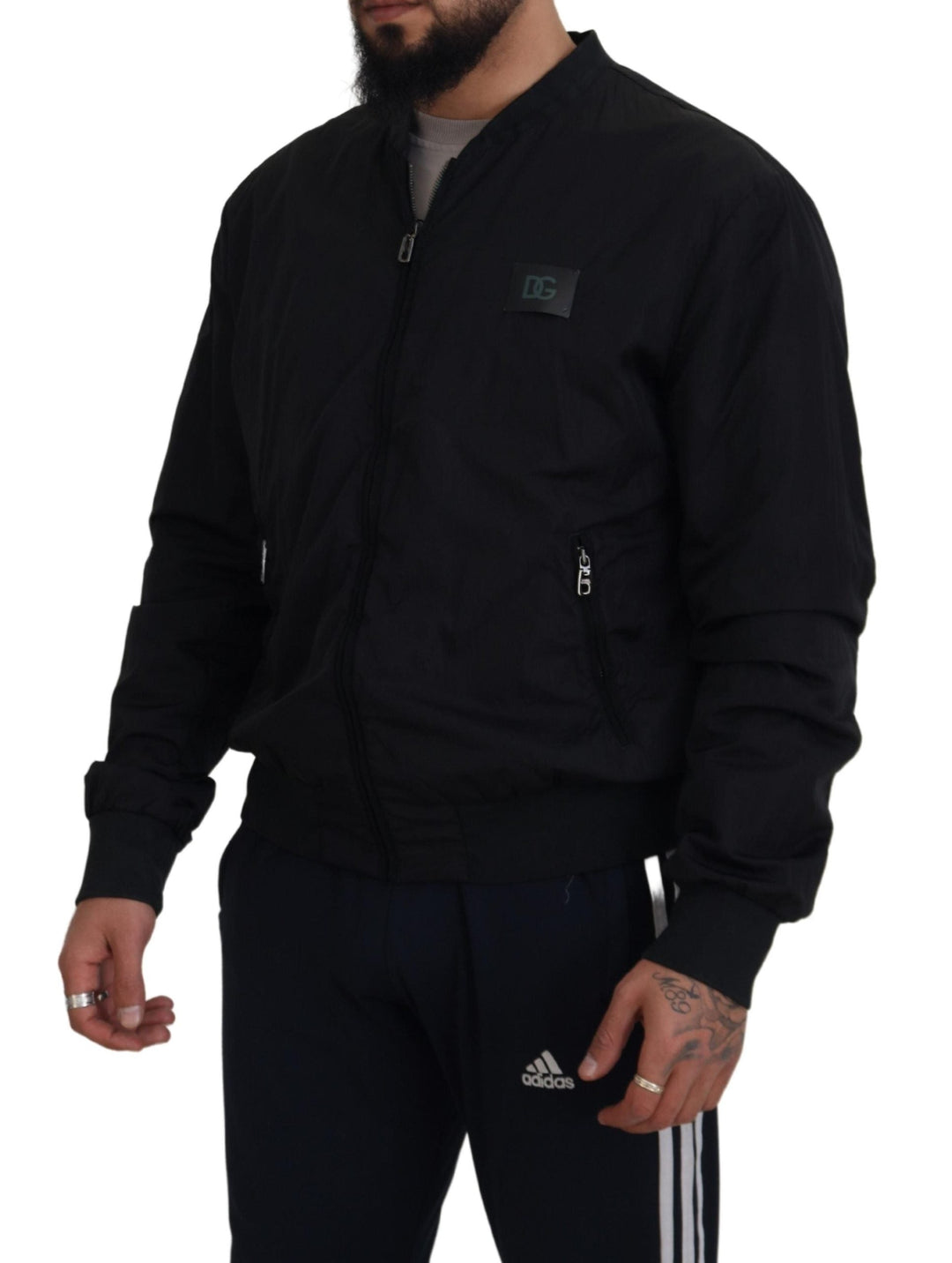 Men’s Dolce & Gabbana Black Nylon Logo Bomber Zipper Jacket