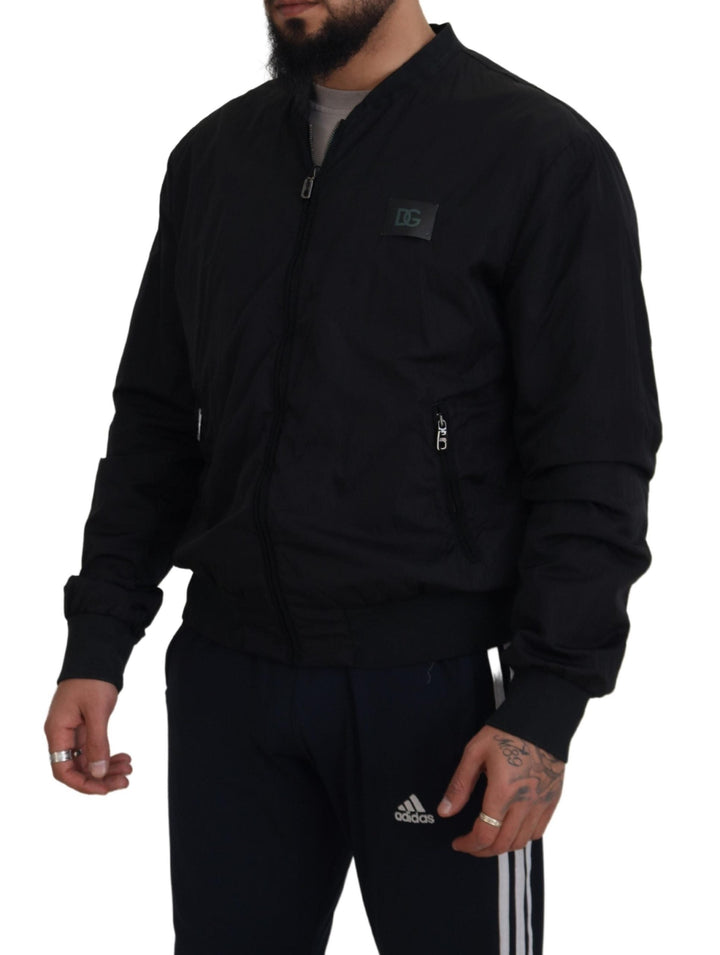 Men’s Dolce &amp; Gabbana Black Nylon Logo Bomber Zipper Jacket