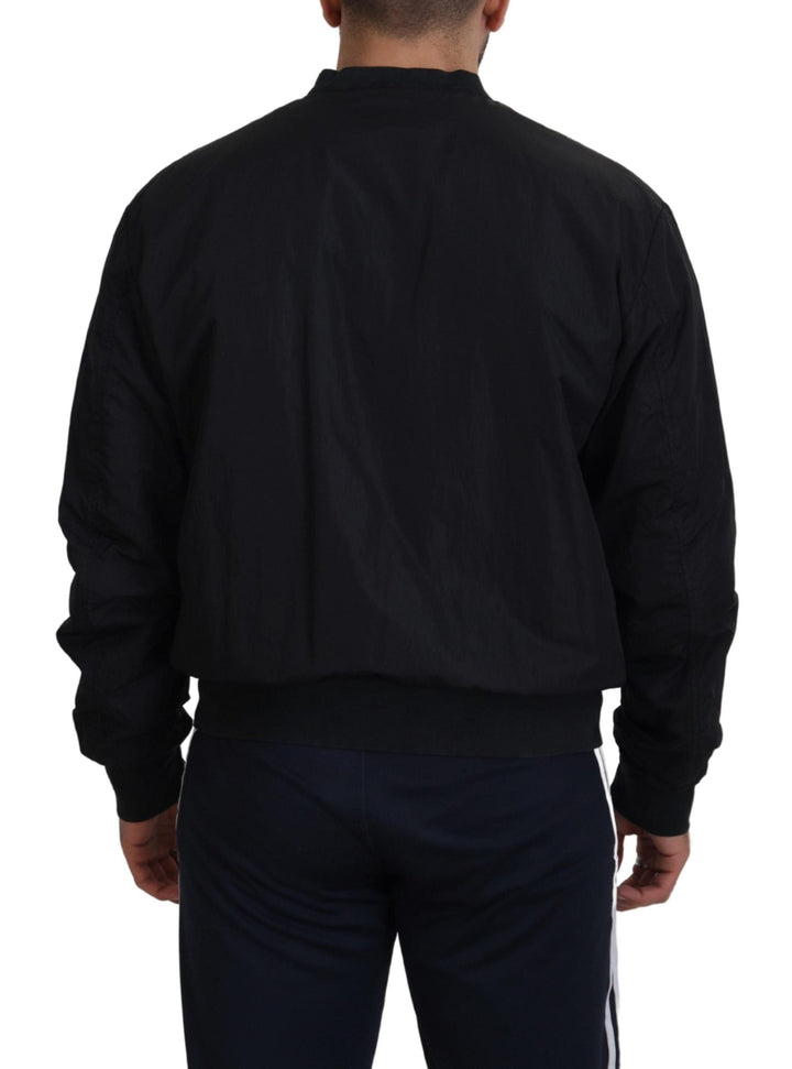 Men’s Dolce &amp; Gabbana Black Nylon Logo Bomber Zipper Jacket