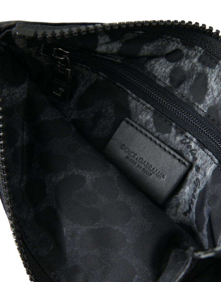 Men’s Dolce &amp; Gabbana Black Nylon Logo Plaque Keyring Pouch Clutch Bags