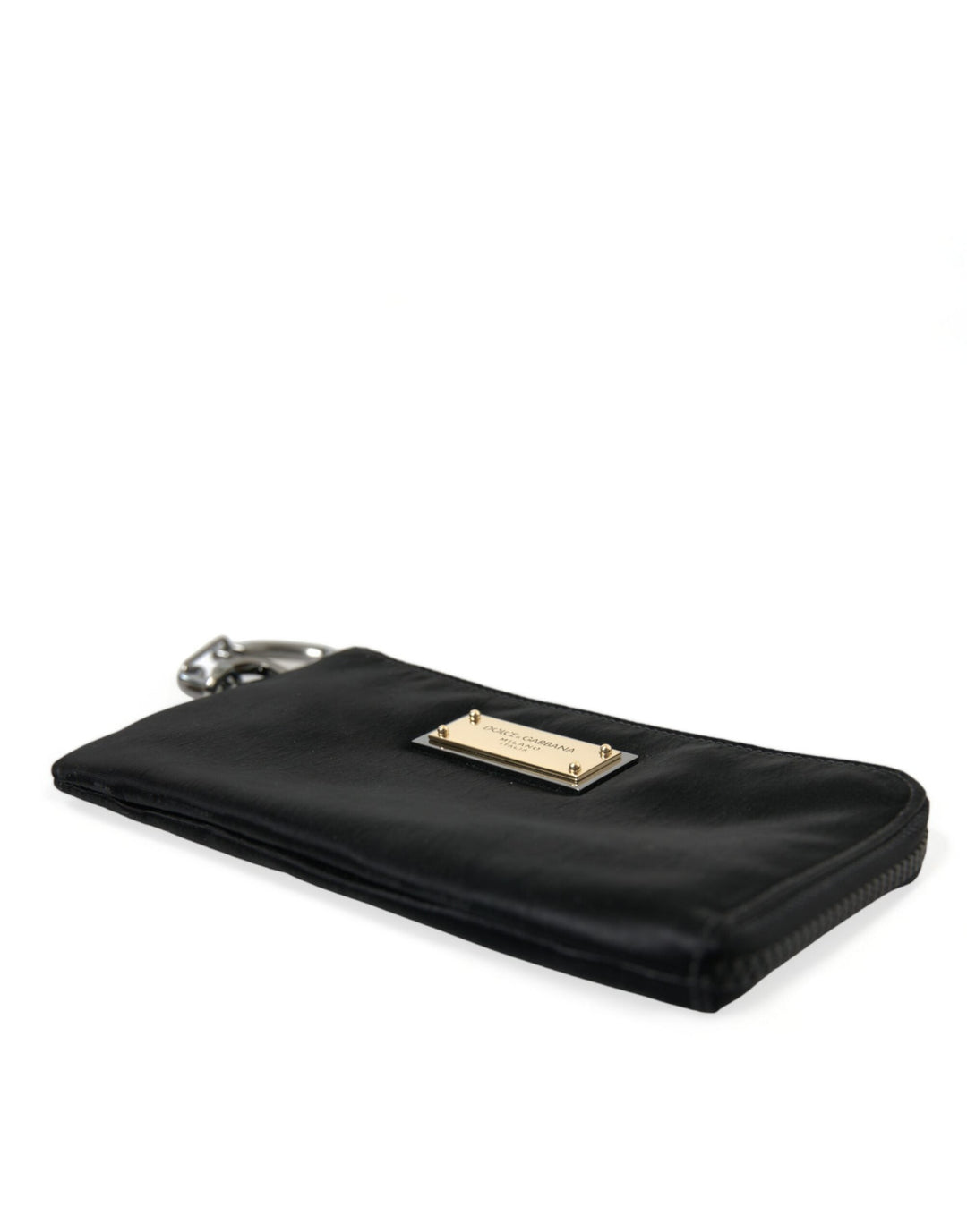 Men’s Dolce &amp; Gabbana Black Nylon Logo Plaque Keyring Pouch Clutch Bags
