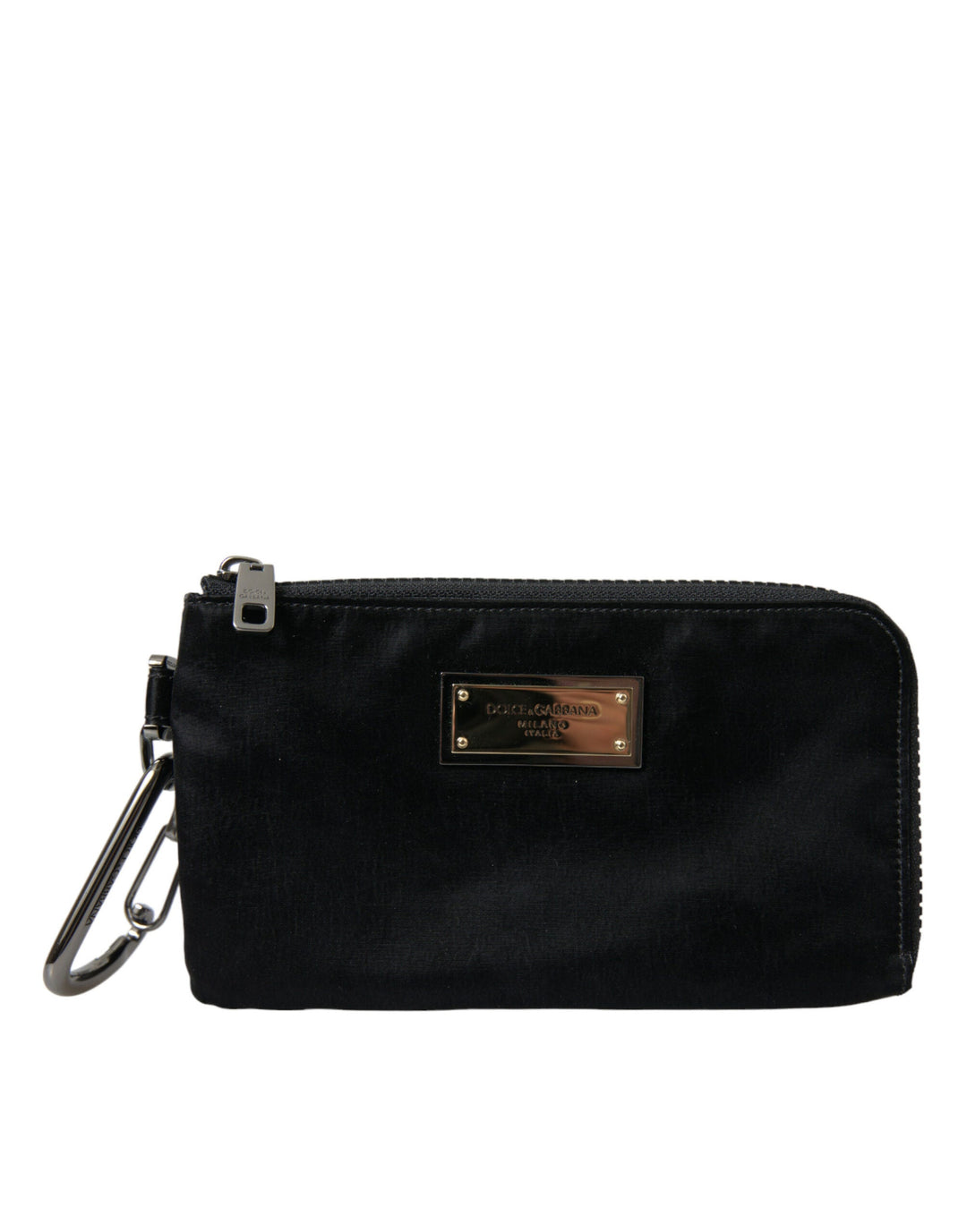 Men’s Dolce &amp; Gabbana Black Nylon Logo Plaque Keyring Pouch Clutch Bags