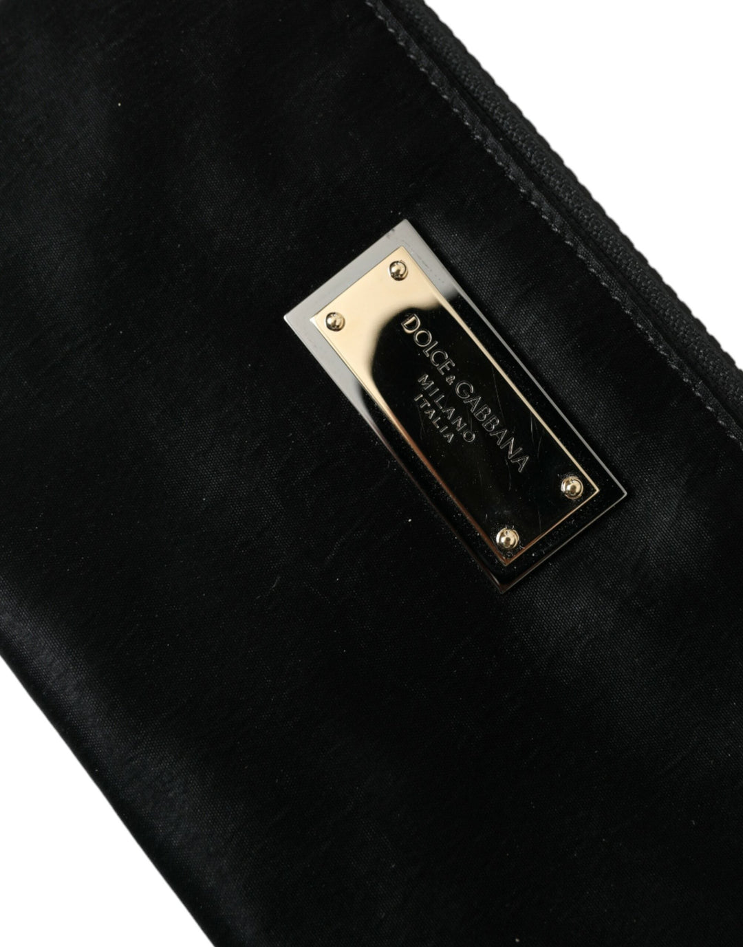 Men’s Dolce &amp; Gabbana Black Nylon Logo Plaque Keyring Pouch Clutch Bags
