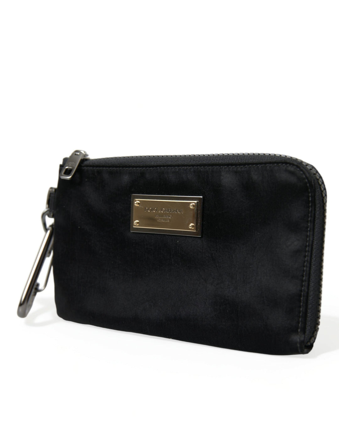 Men’s Dolce &amp; Gabbana Black Nylon Logo Plaque Keyring Pouch Clutch Bags