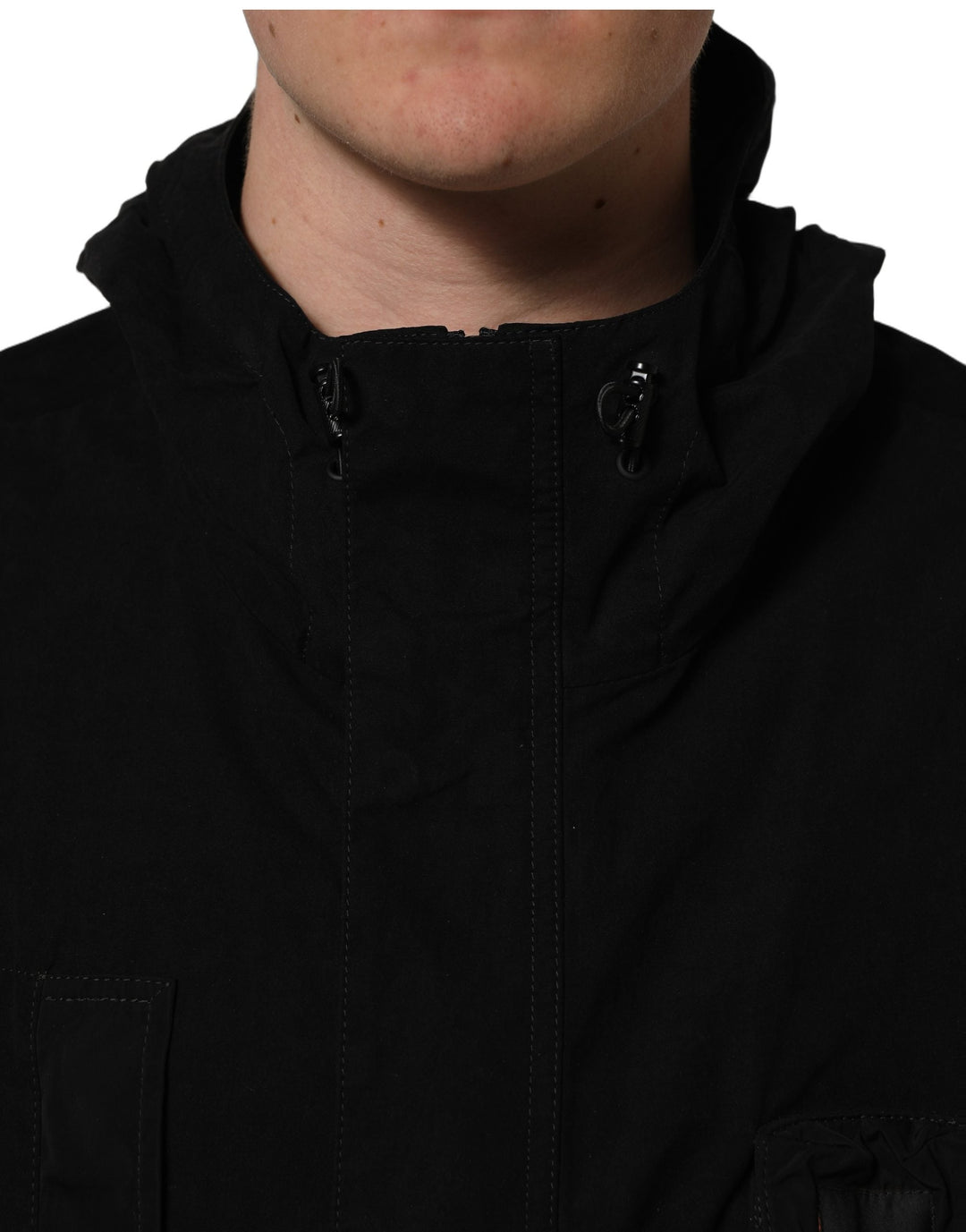 Men’s Dolce &amp; Gabbana Black Nylon Men Hooded Windbreaker Jacket