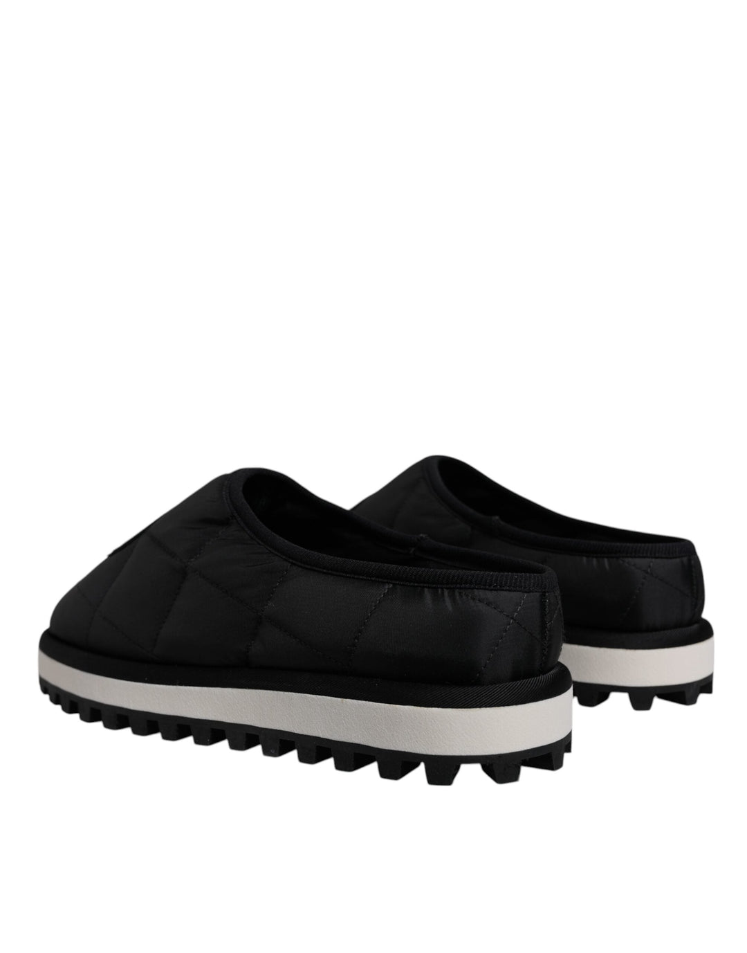 Men’s Dolce &amp; Gabbana Black Nylon Quilted Logo Patch Sandals Slides Shoes