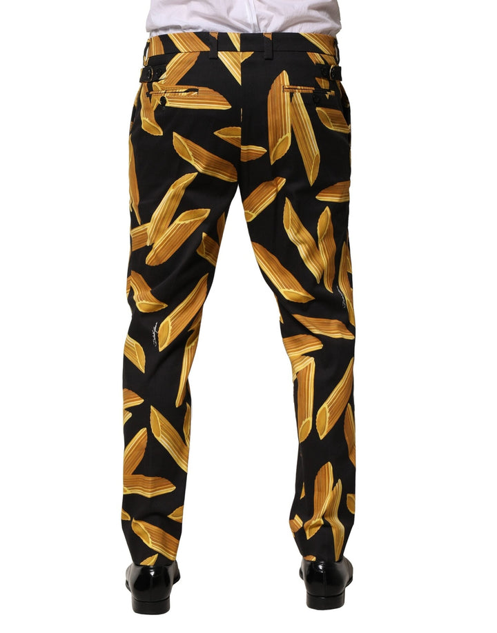 Men’s Dolce &amp; Gabbana Black Pasta Print Tapered Men Pants