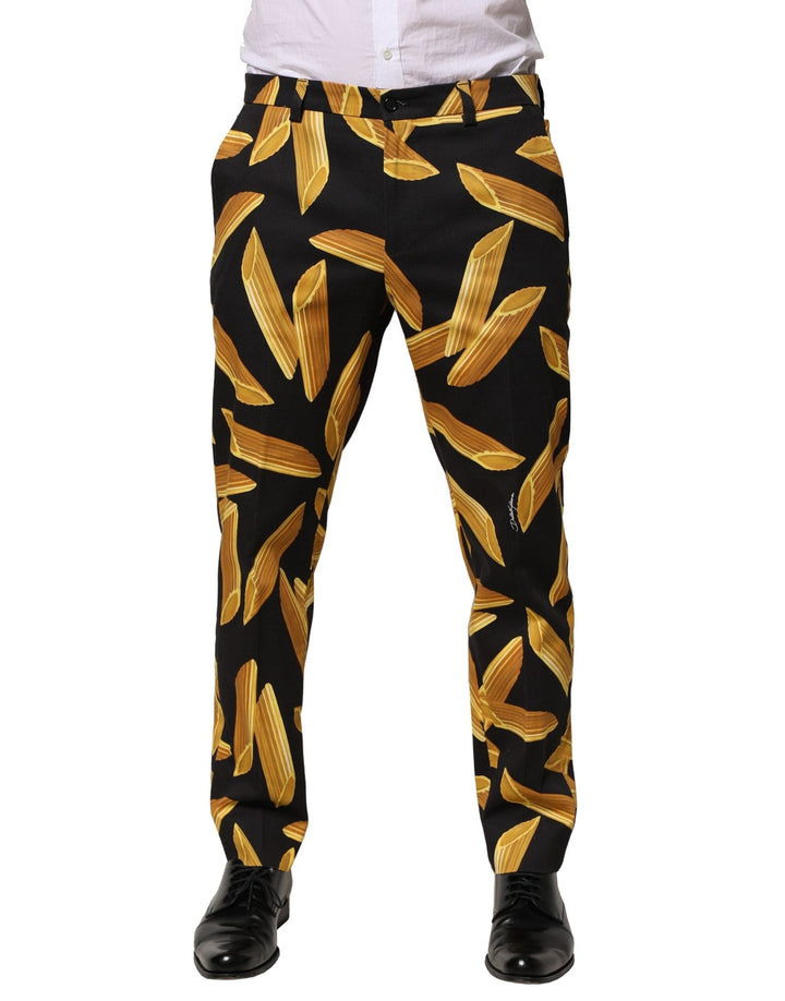 Men’s Dolce &amp; Gabbana Black Pasta Print Tapered Men Pants