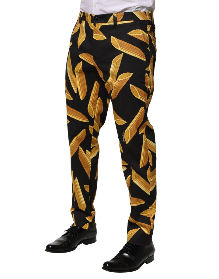 Men’s Dolce &amp; Gabbana Black Pasta Print Tapered Men Pants
