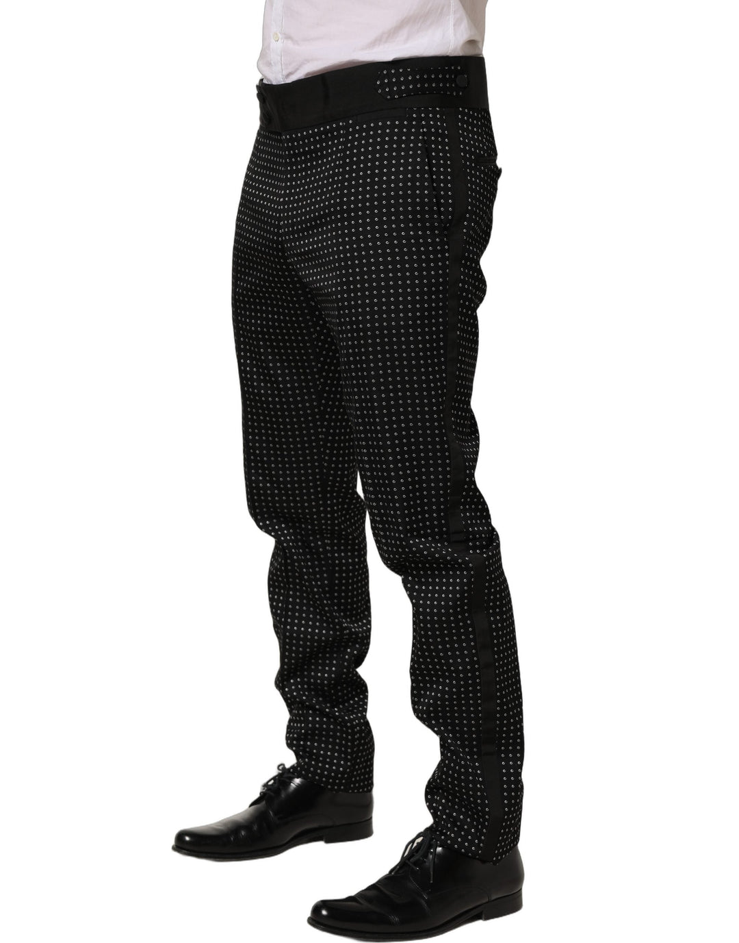 Men’s Dolce &amp; Gabbana Black Polka Dot Cotton Dress Trouser Pants